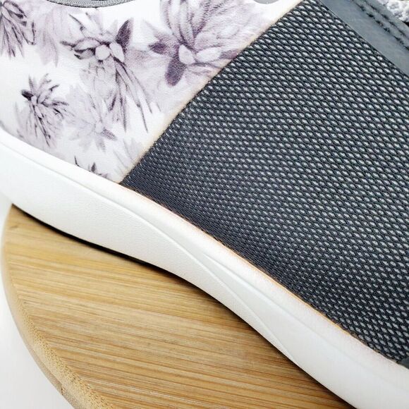 Alegria Shoes Womens 39 Traq Jaunt Rhodie Grey Black White Flower Sneaker - Picture 7 of 15